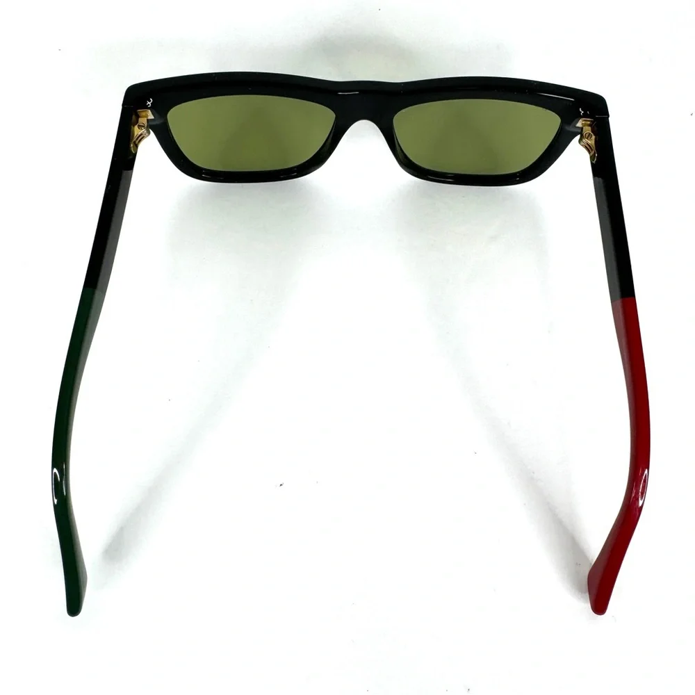 GUCCI Square Sunglasses NEW Black Red Green GG0158S 004 54 Made In Italy - Picture 10 of 16
